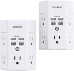 One Beat 1680J 3 Side Power Strip Multi Plug Expander, Surge Protector, 5 Outlets Extender, 4 USB Ports (USB C), Wall Mount Charger, Outlet Splitter Adapter for Home, Travel, Office, ETL Listed, White