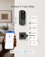 DESLOC B200 Fingerprint Smart Lock with 2 Lever Handles, Keyless Entry Front Door Lock Set, Electronic Keypad Deadbolt, App Control, Auto Lock, Long Battery Life, Secure Home Access - Image 4