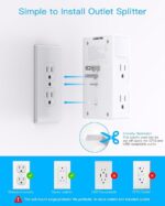 One Beat 1680J 3 Side Power Strip Multi Plug Expander, Surge Protector, 5 Outlets Extender, 4 USB Ports (USB C), Wall Mount Charger, Outlet Splitter Adapter for Home, Travel, Office, ETL Listed, White - Image 3