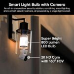 WYZE Bulb Cam Security Camera, 2K HD Outdoor Light Bulb Camera, Color Night Vision, Dimmable LED Bulb, Motion Detection, Siren Alarm, Works w/Alexa/Google Assistant. Free Expert Support - Image 2