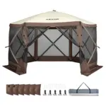 Special Limited-Time Deal-VEVOR Camping Gazebo Screen Tent (12 × 12 ft)  Hexagonal Automatic Pop-Up Sun Shelter - Image 3